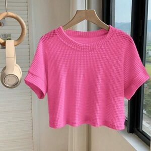 Pink Waffle Knit Women's Top